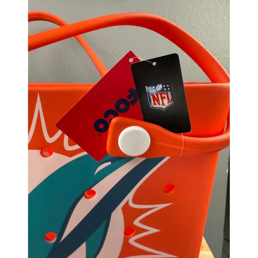 FOCO NFL Miami Dolphins Orange‎ Large Tailgate Logo Beach Tote Bag NEW - Picture 2 of 5